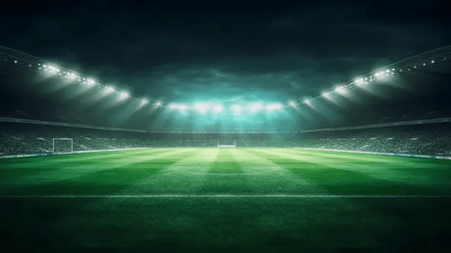 Oświetlony stadion piłkarski